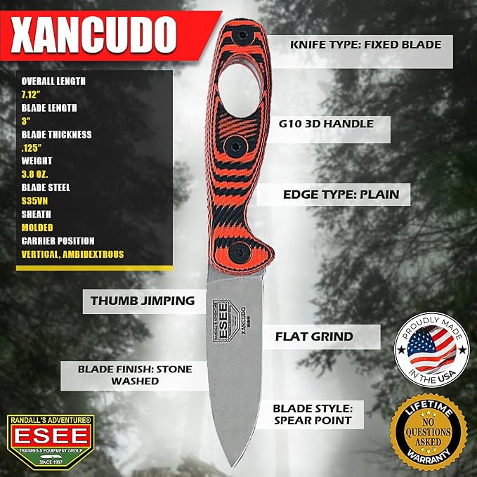 Orange/Black G-10, Carabiner Attachment Hole