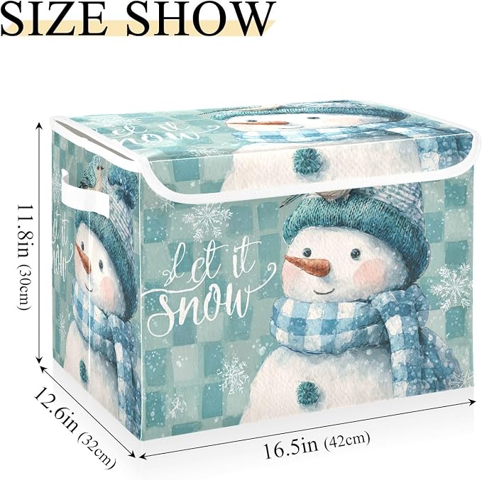 Christmas Snowman Blue White Checkered