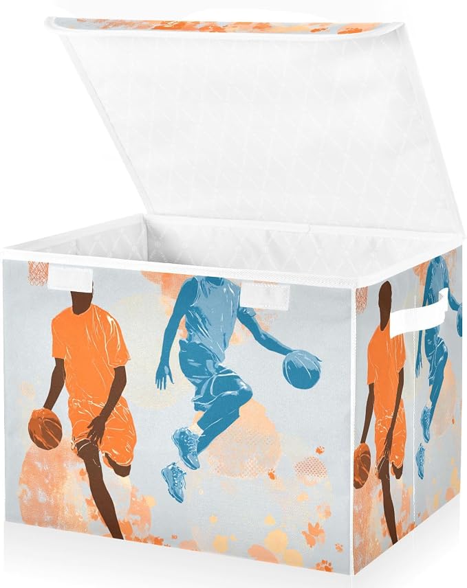 Orange Blue Basketball Players Splash