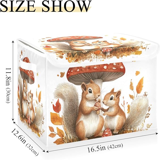 Squirrels Mushroom Boho White