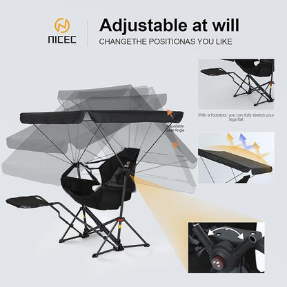 Black With Footrest & Canopy 2 Pack