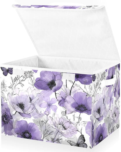 Elegant Purple Flowers Butterflies