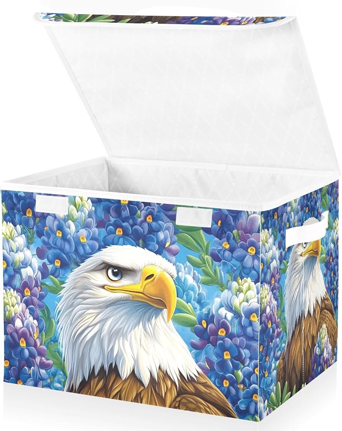 Blue Bald Eagle and Bluebonnet Flowers