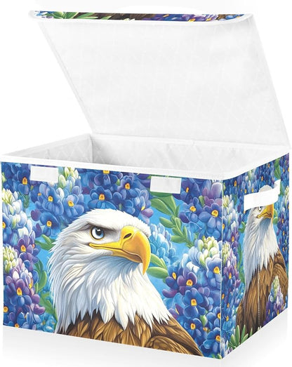 Blue Bald Eagle and Bluebonnet Flowers