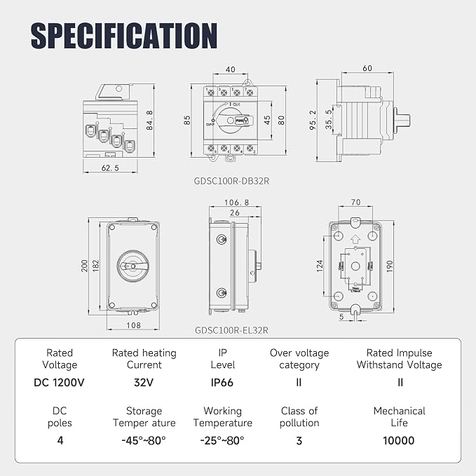 Solar Disconnect Switch with waterproof case