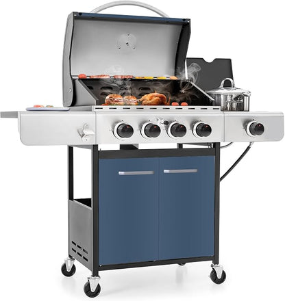 Blue, 4 Burner Grill