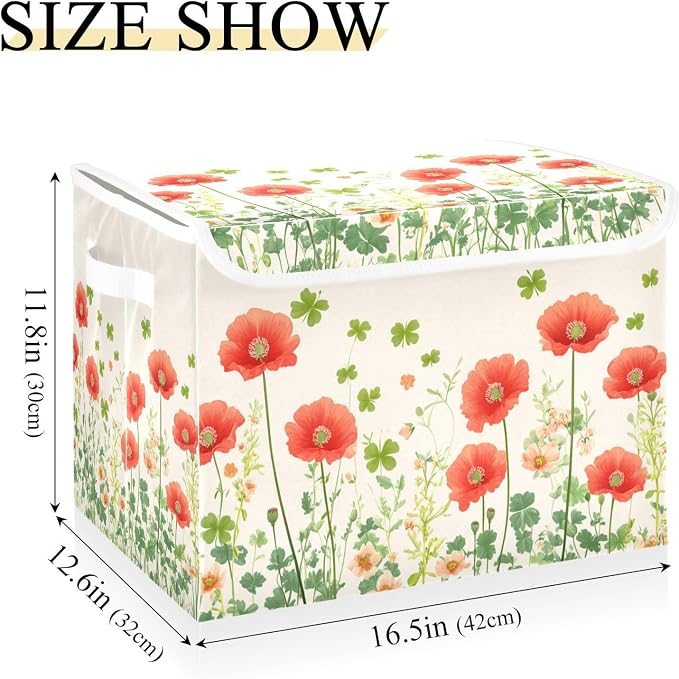 Poppy Flowers and Clovers Beige
