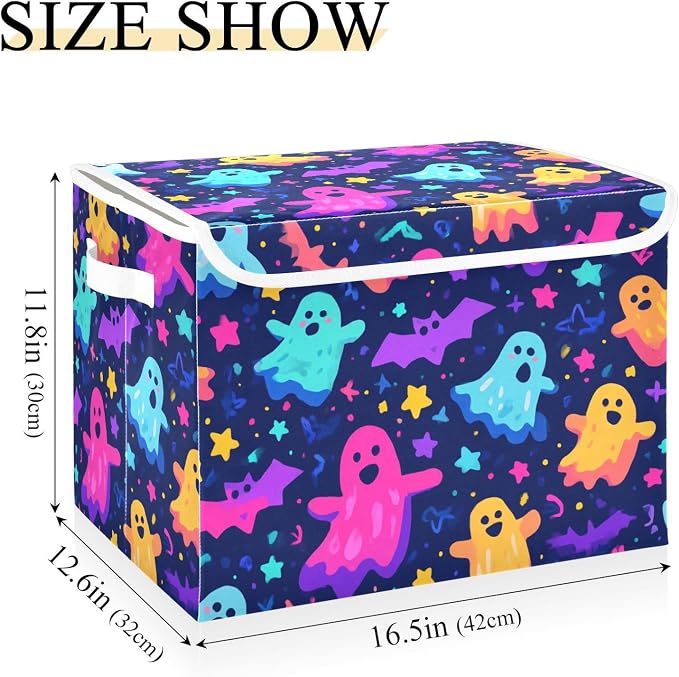 Neon Halloween Ghosts Stars Bats