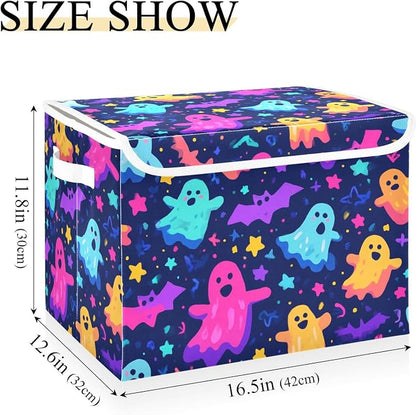 Neon Halloween Ghosts Stars Bats