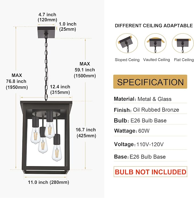 Clear Glass, Oil Rubbed Bronze