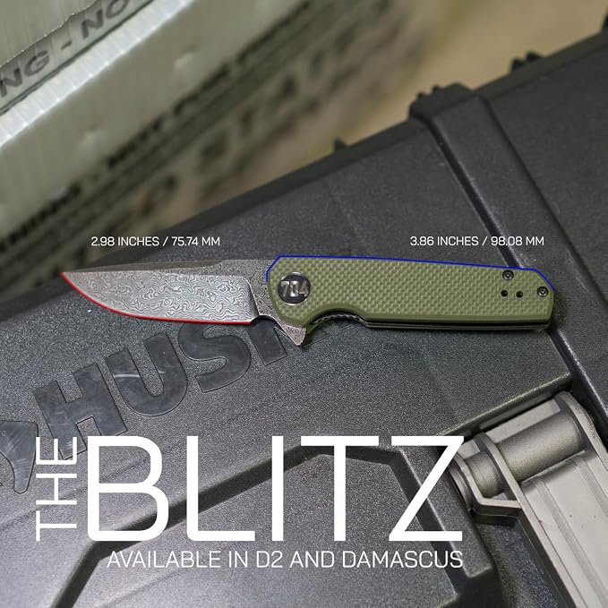 Olive Drab Green with Damascus Steel