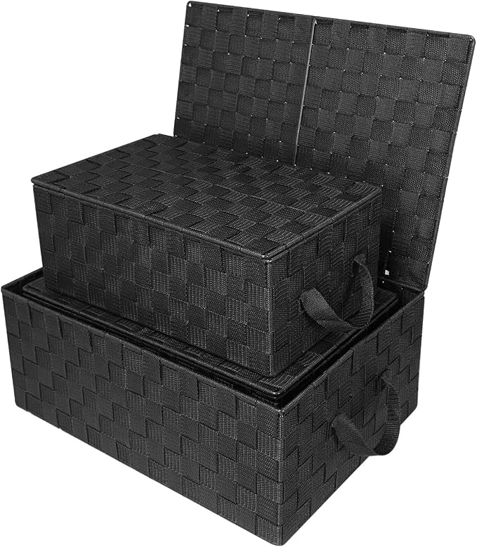 Woven Lid Baskets - Black
