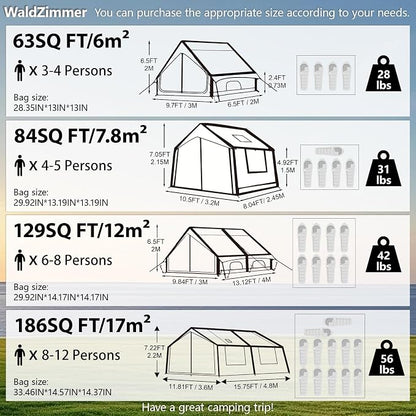 9.84ft*13.12ft*6.56ft (6-8 person)
