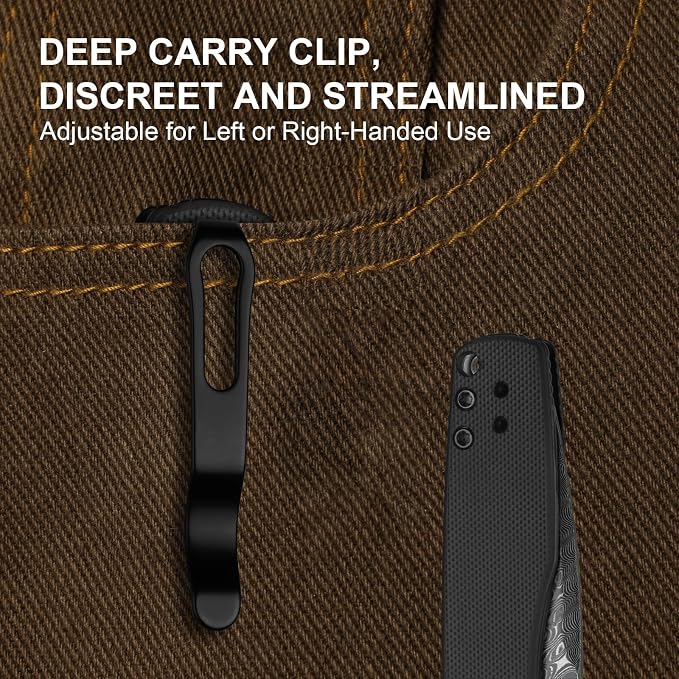 Damascus Steel+Black G10 Handle
