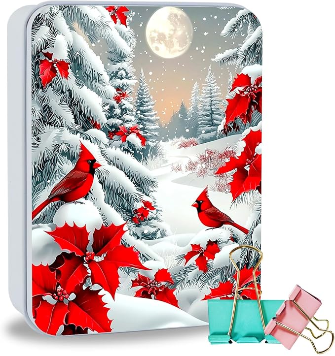 Cardinals Snow White Pine Trees