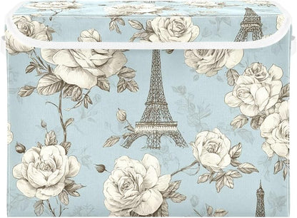 Vintage Eiffel Tower and White Roses