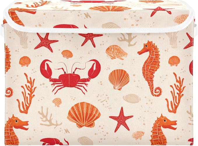 Seahorses Crab Starfish Beige