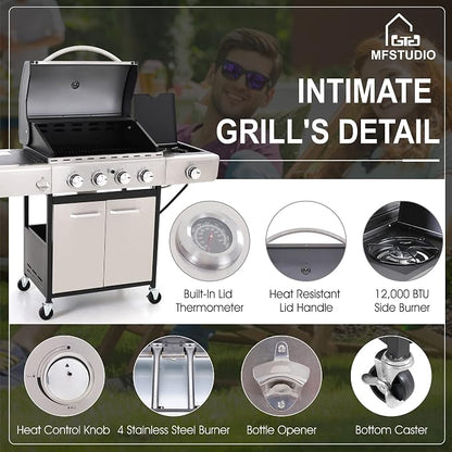 Silver, 4 Burner Grill
