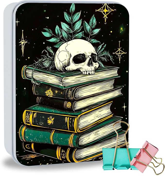 Stack of Books with Skull Plant