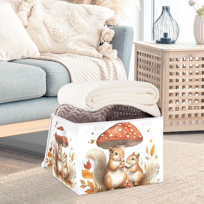 Squirrels Mushroom Boho White
