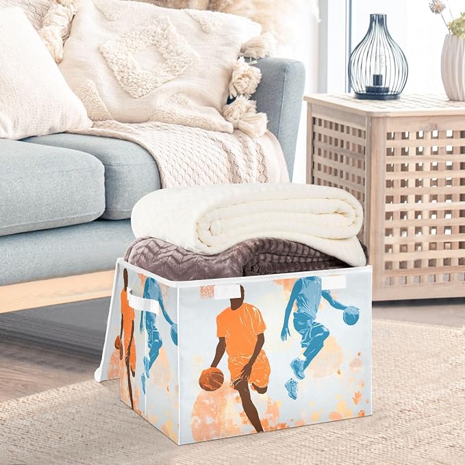 Orange Blue Basketball Players Splash