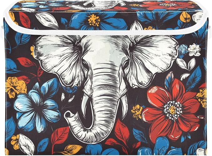 Elephant Abstract Flowers Colorful