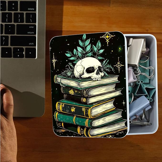 Stack of Books with Skull Plant