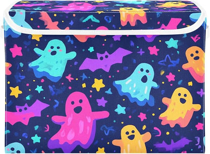 Neon Halloween Ghosts Stars Bats