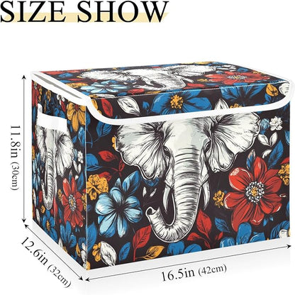 Elephant Abstract Flowers Colorful