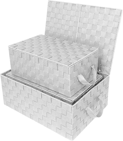 Woven Lid Baskets - White