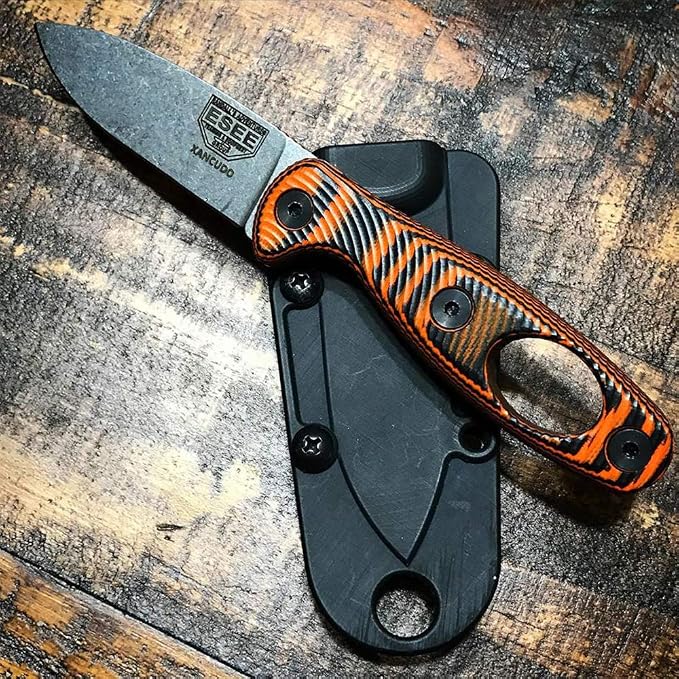 Orange/Black G-10, Carabiner Attachment Hole