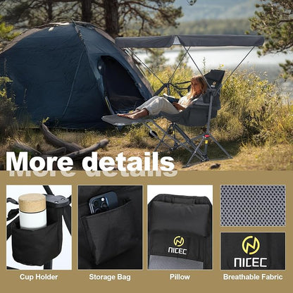 Black With Footrest & Canopy 2 Pack