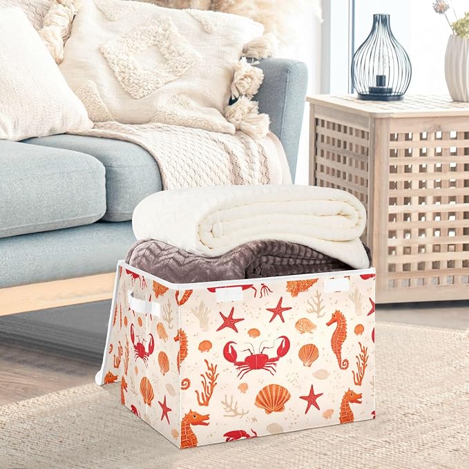 Seahorses Crab Starfish Beige