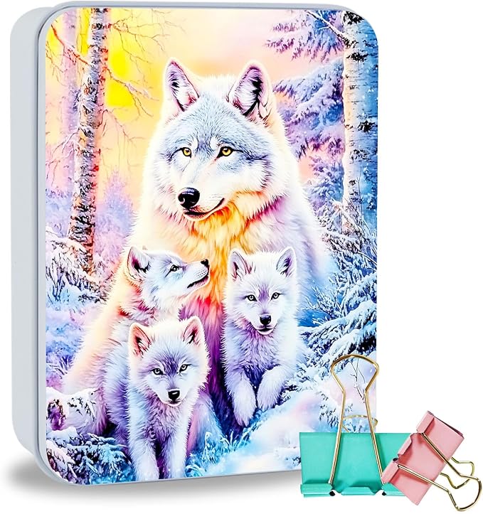 Wolf Family in Winter Forest