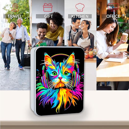 Colorful Cat Wear Headphones