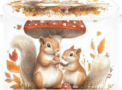 Squirrels Mushroom Boho White