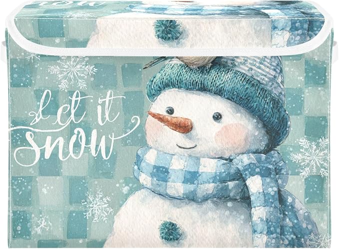 Christmas Snowman Blue White Checkered