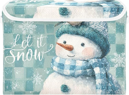 Christmas Snowman Blue White Checkered