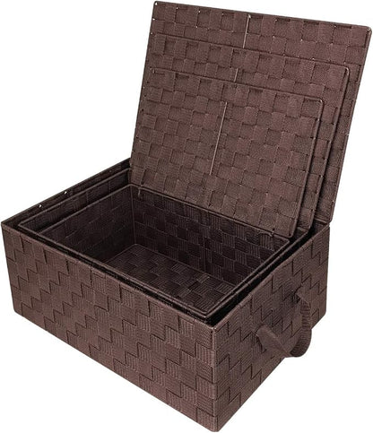 Woven Lid Baskets - Chocolate