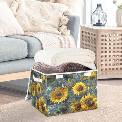 Blue Sunflowers and Bees