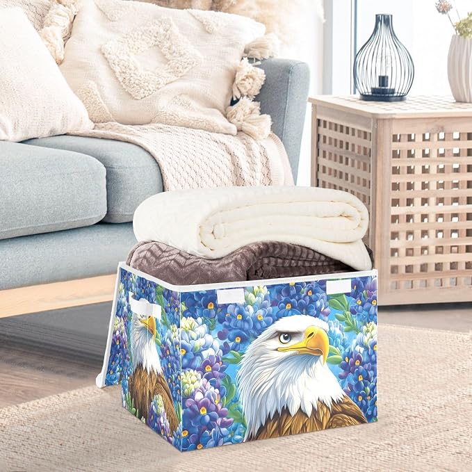 Blue Bald Eagle and Bluebonnet Flowers