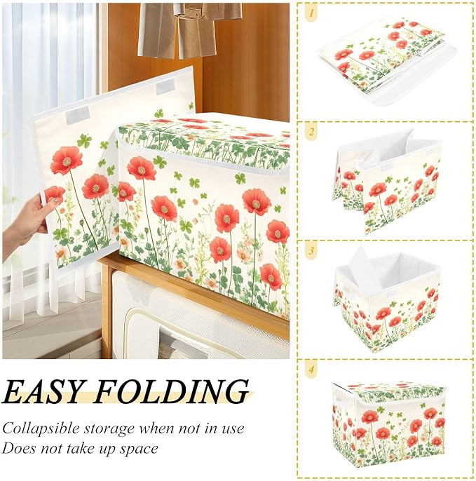 Poppy Flowers and Clovers Beige
