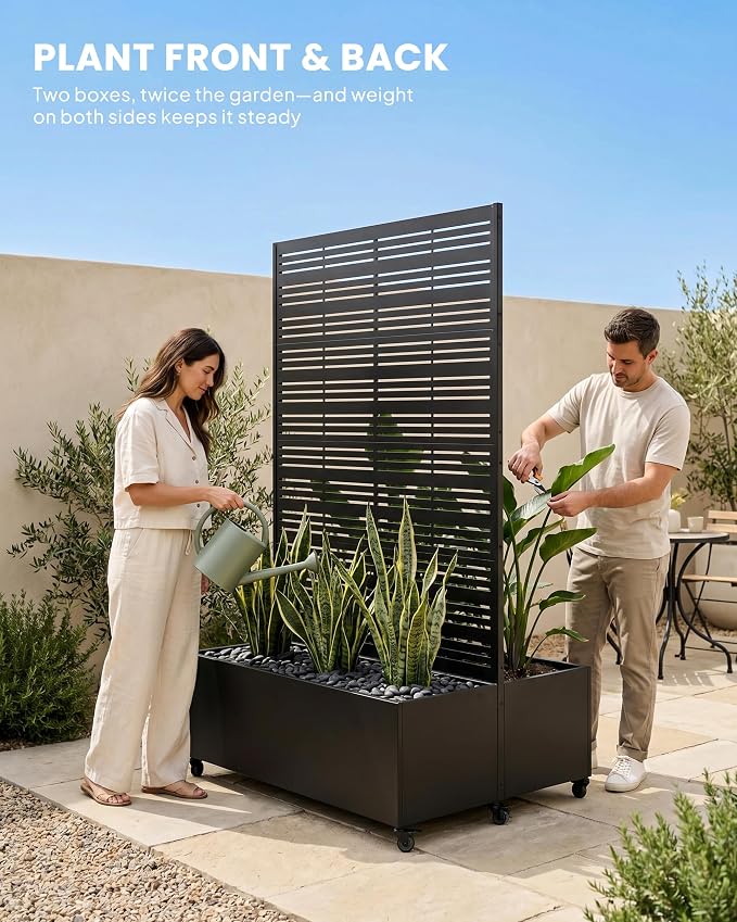 Dual Planter Box - Matte Black