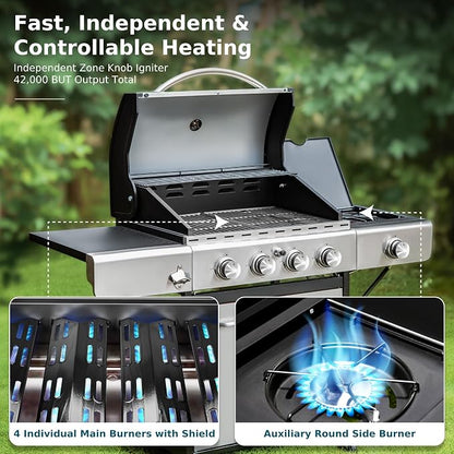 Silver, 4 Burner Grill