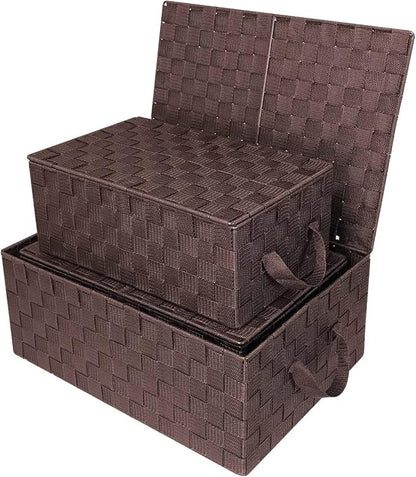 Woven Lid Baskets - Chocolate