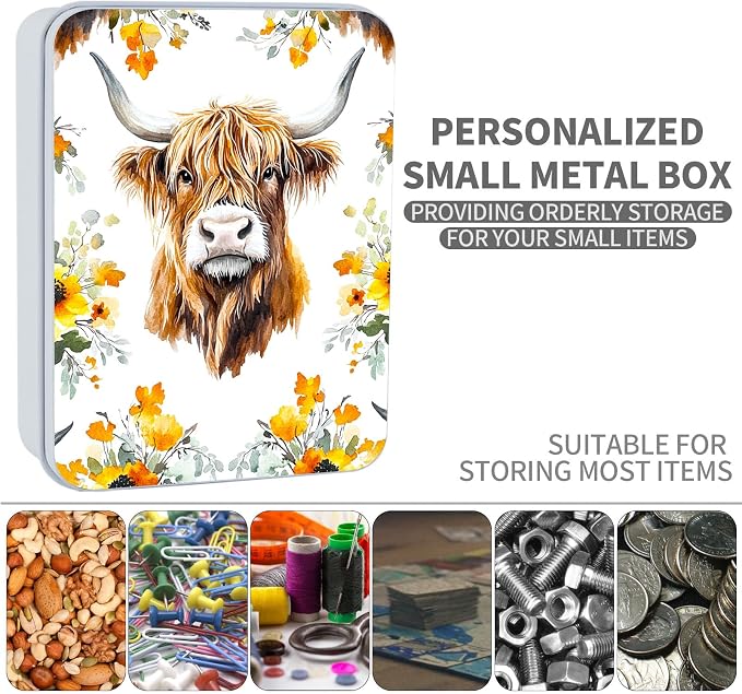 Watercolor Floral Highland Cow