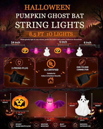 Pumpkin Bat Ghost Light