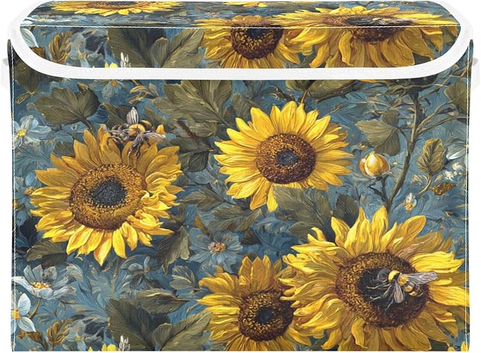 Blue Sunflowers and Bees
