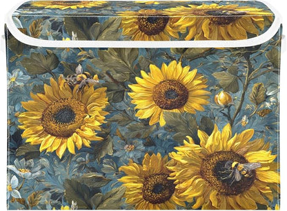 Blue Sunflowers and Bees