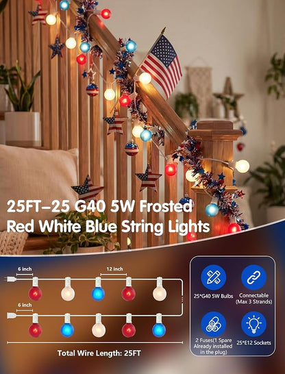 Frosted Red White Blue-White
